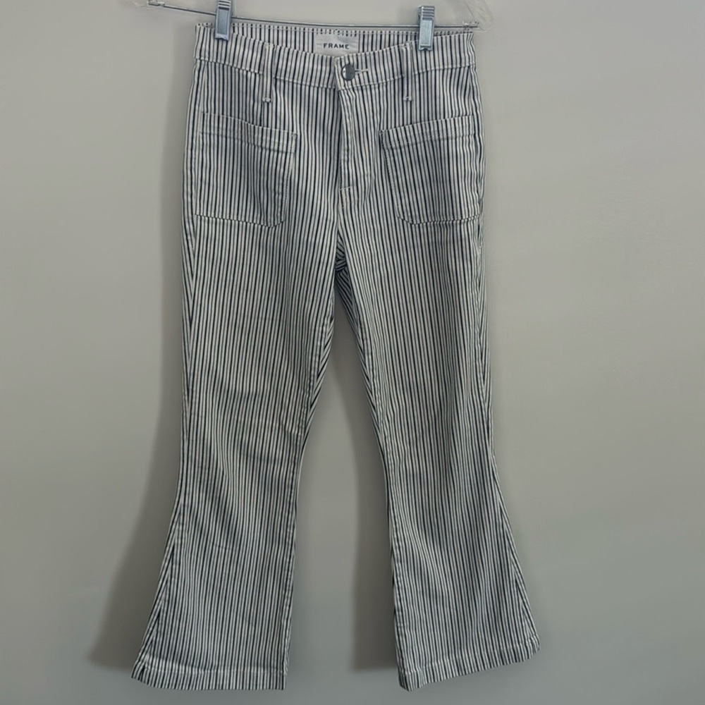FRAME size 25 ankle flare striped jeans